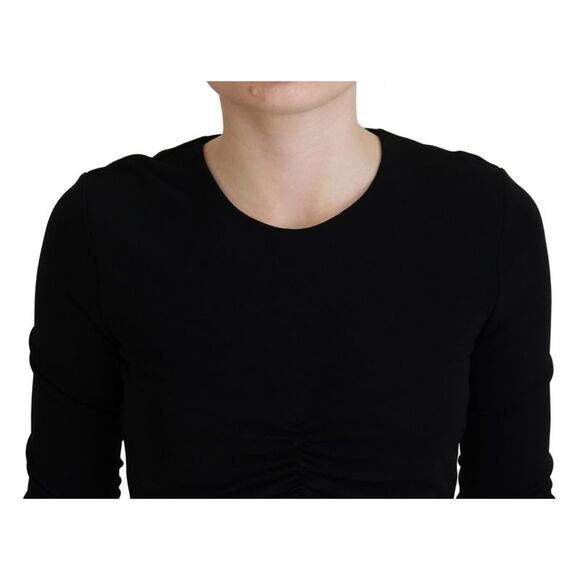 Dsquared² Black Viscose Cropped Round Neck Long Sleeves Women's Top (Pre-Owned) - Picture 4 of 5